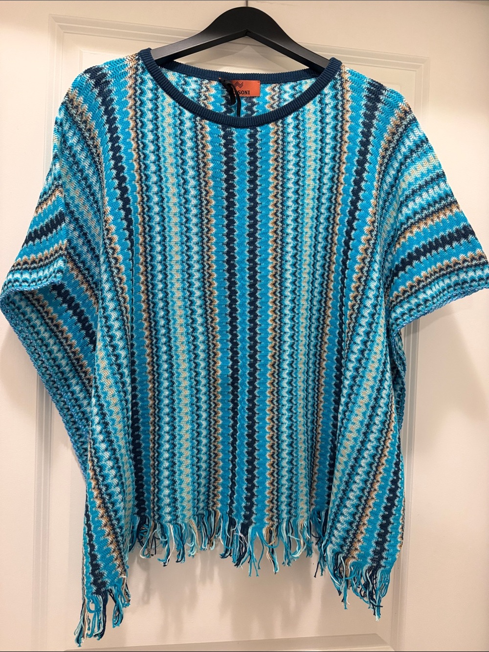 Blue Multi-Stripe Knit woman Sweater Top